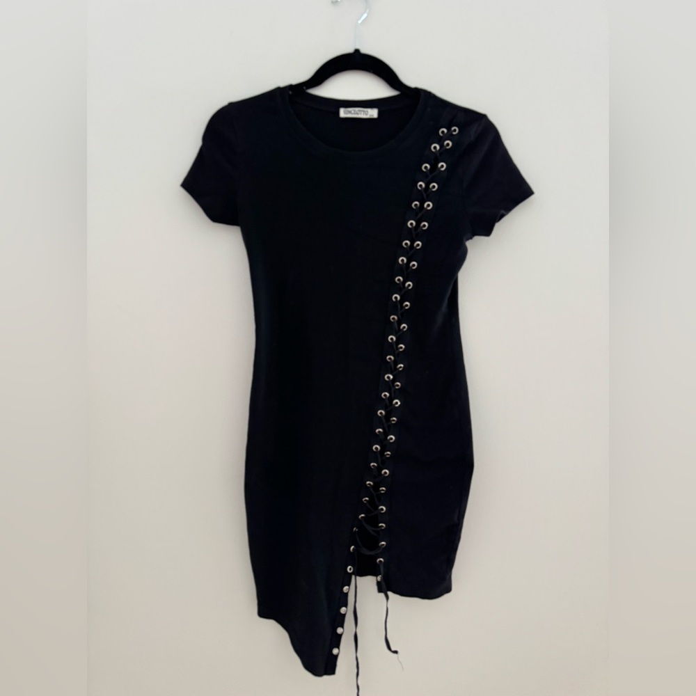 Black Lace-Up Dress